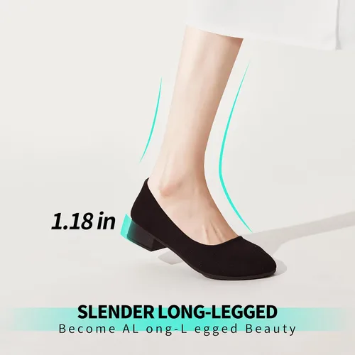Vista 2 de ALTOCIS Zapatos de tacón grueso de bloque bajo para mujer, elegantes zapatos cerrados con punta redonda y plataforma baja para oficina