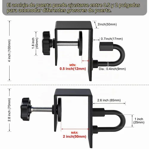 Vista 8 de Kipika Anclaje de puerta para bandas de resistencia, accesorio de anclaje de puerta resistente, anclajes de puerta para montaje de bandas de peso 1