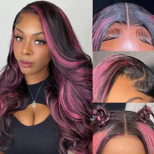 Vista 10 de Avolo Peluca de cabello humano con encaje frontal degradado de 22 pulgadas, prearrancado, 13x4, ondulado, encaje frontal, pelucas de cabello humano