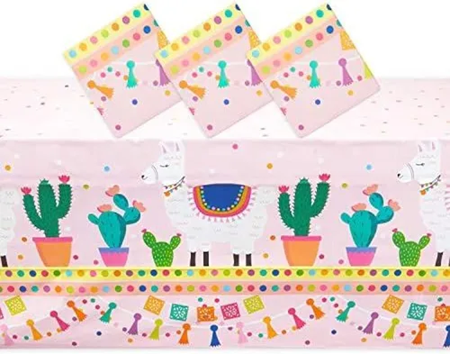 Vista 7 de Sparkle and Bash Paquete de 3 manteles de plástico retro de los años 80 para decoraciones de fiestas de los años 80 (54 x 108 pulgadas)