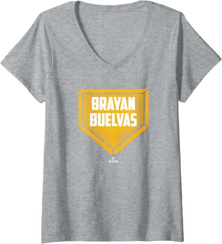 Vista 4 de Womens Home Plate Gameday Brayan Buelvas Prospect Baseball Fan Gear V-Neck T-Shirt