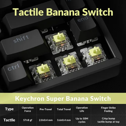 Vista 5 de Keychron K2 75% Layout QMK Teclado mecánico con opciones inalámbricas y con cable Interruptor Super Banana, marco de aluminio con retroiluminación