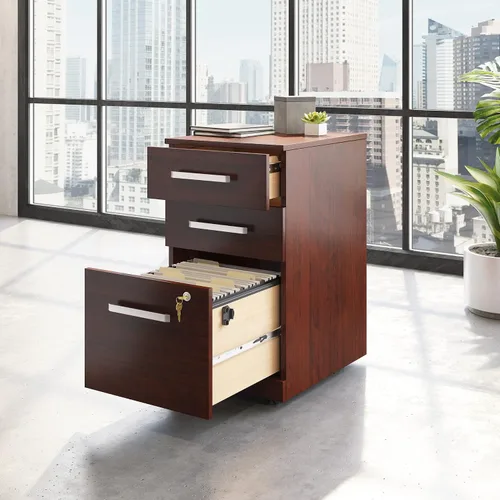 Vista 4 de OfficeWorks by Sauder Affirm - Archivo móvil de 3 cajones, acabado clásico cereza Cereza Clásico