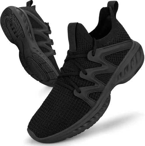 Vista 2 de Pujcs Zapatos antideslizantes para hombre, para caminar, trotar, entrenamiento, fitness, ligeros, transpirables, para gimnasio, atletismo, tenis