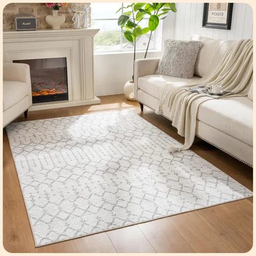 Vista 252 de Istana Alfombra larga antideslizante de 2.5 x 8 para el hogar, para pasillo y cocina, lavable, sedosa y suave al tacto, elegante, color azul y marfil