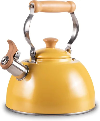 Vista 28 de ROCKURWOK - Tetera de estufa, tetera con mango ergonómico de tacto frío, tetera de acero inoxidable de grado alimenticio, tetera de estufa, tetera