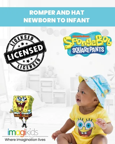 Vista 2 de SpongeBob SquarePants Mameluco y sombrero para bebé recién nacido a bebé