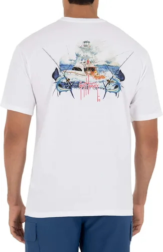 Vista 21 de Guy Harvey Camiseta de manga corta con bolsillo gráfico de algodón OG para hombre Leche de Almendra/Rig Masters
