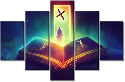 Vista 52 de TUMOVO Decoración de pared de iglesia cristiana de 3 paneles, imágenes de la resurrección de Jesús para sala de estar, dormitorio, cocina