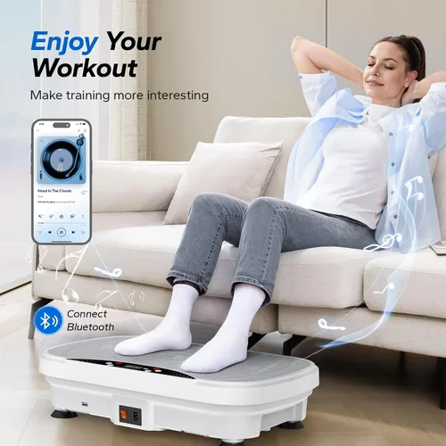 Vista 2 de MERACH Vibration Plate Exercise Machine, Vibration Plate for Lymphatic Drainage Weight Loss, Vibrating Plate Exercise Machine with Bluetooth and LED