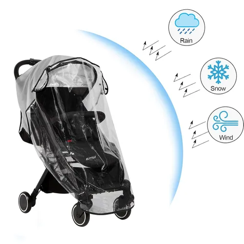 Vista 7 de Funda transparente para cochecito de bebé, protector universal de viaje, transpirable, para cochecito de bebé, impermeable, protege del sol, polvo