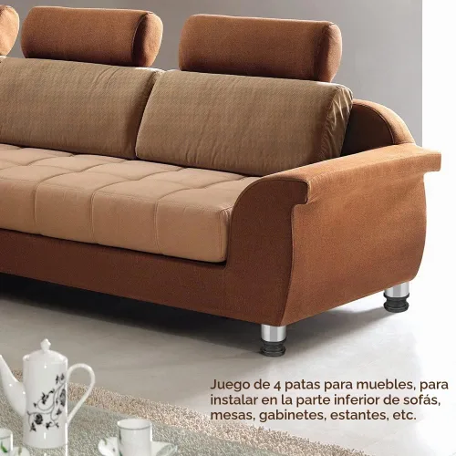 Vista 8 de Patas de acero inoxidable para muebles, patas ajustables de metal para escritorio, mesa de oficina para el hogar, proyectos de bricolaje, soporte