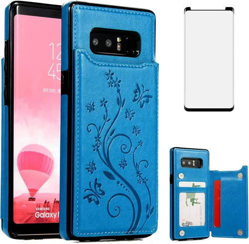 Vista 10 de Funda de teléfono para Samsung Galaxy Note 8 con protector de pantalla de vidrio templado y tarjetero con soporte para tarjetero, accesorios