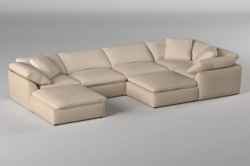 Vista 3 de Sunset Trading Contemporary Puff Collection - Sofá modular en forma de U de tela de rendimiento, 7 unidades, sofá seccional con asiento profundo