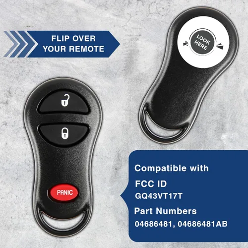 Vista 5 de KeylessOption - Llavero de auto con control remoto para entrada sin llave, repuesto para 04686481, Negro