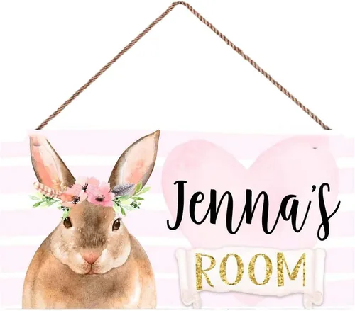 Vista 6 de Letrero personalizado para puerta de jardín, diseño de flores rosas para dormitorio, cuarto de bebé, decoración de pared, regalo Habitación-1