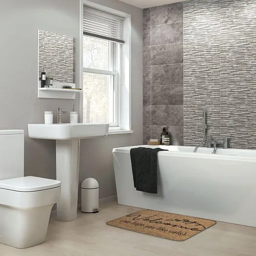 Vista 3 de Tapete de franela de bienvenida para interiores, entrada, porche, cocina, decoración del hogar, diseño de Boston Terrier, un montón de perros aquí