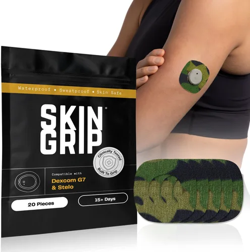Vista 17 de Skin Grip Parches adhesivos para Dexcom G7 y Stelo CGM con recorte, cubierta impermeable y resistente al sudor para sensor continuo de monitor
