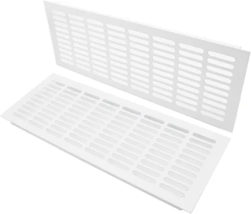 Vista 15 de 2 fundas para ventilación de aire, rejilla de ventilación de aleación de aluminio blanca rectangular, cubierta de rejilla de metal para armario