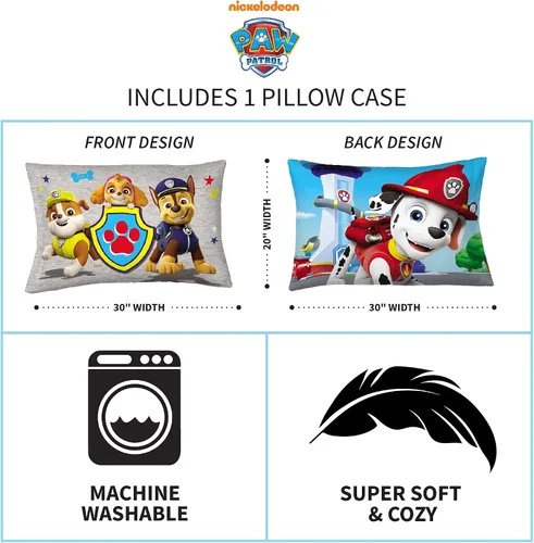 Vista 7 de Franco Ropa de cama para niños, manta súper suave de micro raschel, 46 x 60 pulgadas, Paw Patrol y funda de almohada reversible de microfibra súper
