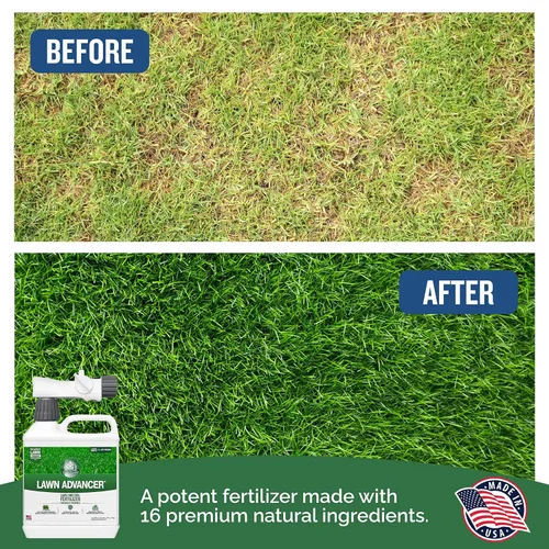 Vista 5 de Turf Titan Lawn Advancer - Fertilizante líquido de acción rápida para césped (32 onzas) con pulverizador de extremo de manguera, potenciador