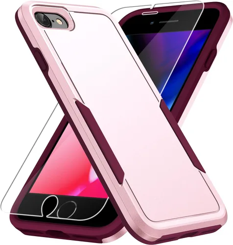Vista 9 de Funda para iPhone SE 2022 (3ª)/2020 (2ª)/iPhone 7/8, con protector de pantalla, [prueba de caídas de grado militar], resistente, resistente, a Negro