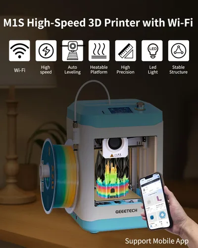 Vista 4 de Impresora 3D Mini Completamente Montada para Niños y Principiantes con WiFi - Kit de Inicio Completo con Impresora 3D de Nivelación Automática, 1