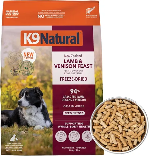 Vista 8 de K9 Natural Carne Liofilizada para Perros, Comida Completa Natural de Alta Carne o Aditivo para Comida para Perros, Carne Alimentada con Pasto