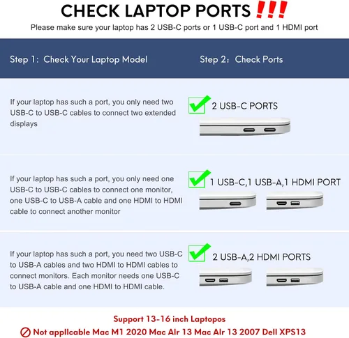 Vista 5 de Monitor Portátil Triple P2 para Laptop, Extensor de Pantalla de 12 Pulgadas, Extensor de Monitores Duales FHD 1080P, Pantalla IPS