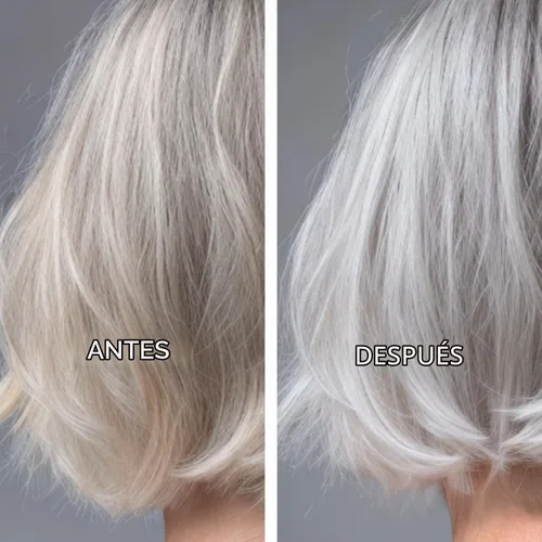 Vista 6 de Just Nutritive Acondicionador morado para cabello rubio, gris, blanco, plateado y decolorado, elimina el cobrizo, aumenta el brillo, repara
