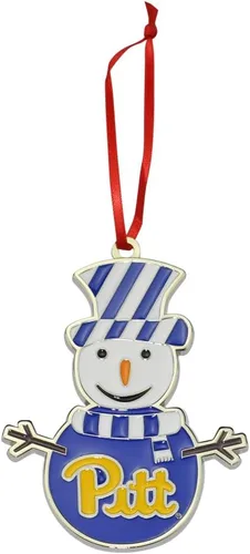 Vista 7 de BYU Cougars (Brigham Young University) Adorno de Navidad de metal con muñeco de nieve