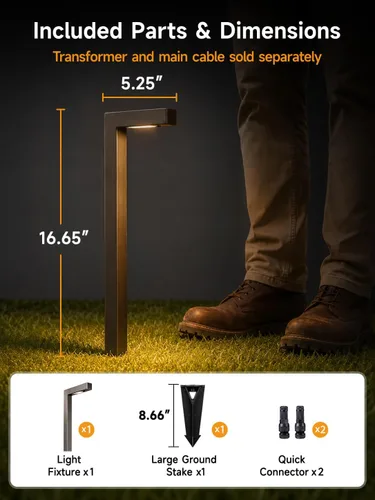 Vista 7 de Gardenreet Luces de camino de paisaje de latón, luces de camino de bajo voltaje de 12 V con cable, luces de jardín al aire libre LED impermeables