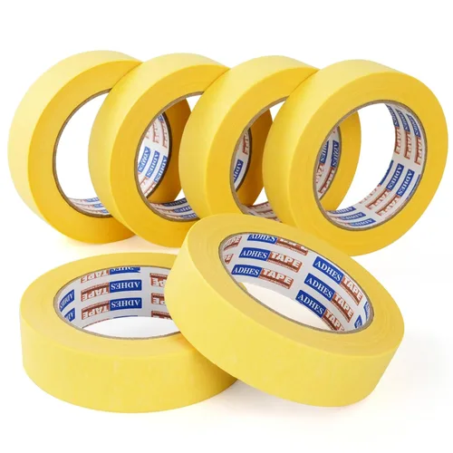 Vista 14 de ADHES - Cinta adhesiva amarilla para pintores, 0.7 pulgadas x 55 yardas x 6 rollos, cinta segura para pared sin residuos para pintura de pared