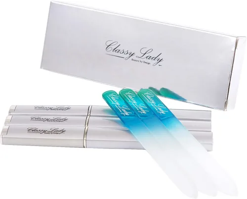 Vista 5 de ClassyLady Beauty - Lima de uñas de cristal, color azul, paquete de 3