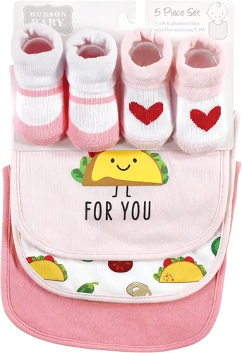 Vista 117 de Hudson Baby Conjunto de babero y calcetines unisex de algodón para bebé