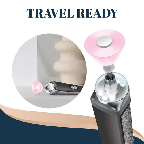 Vista 4 de Perry Ellis Lima de uñas eléctrica inalámbrica con luz LED, mango recargable por USB con 5 cabezales intercambiables, taladro eléctrico para uñas