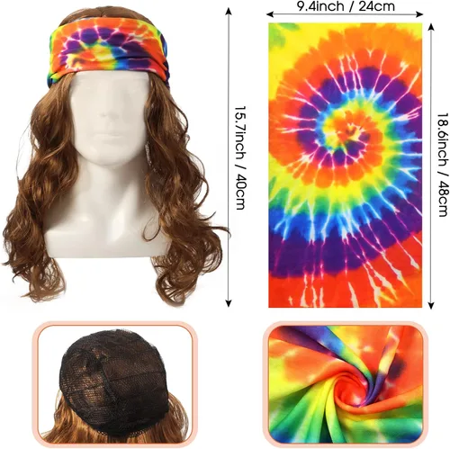 Vista 3 de Disfraz hippie de discoteca de los años 60 y 70 para hombre, diseño floral, vintage, camisa de manga larga, Groovy para Halloween y cosplay