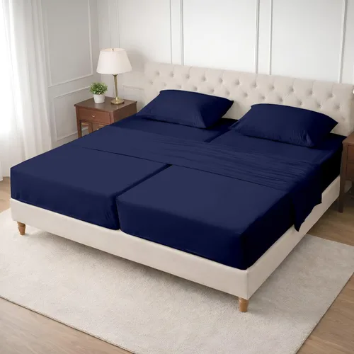 Vista 9 de SGI bedding Sábana Queen de 28 pulgadas con cabecera flexible y parte superior dividida, 100% algodón egipcio - 600 número de hilos, sábanas
