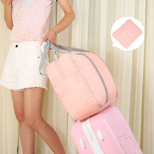 Vista 3 de Bolsa de viaje plegable, almacenamiento de equipaje para deportes, gimnasio, resistente al agua, lona de nailon para hombres, mujeres, 32 litros