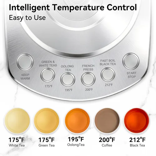 Vista 7 de Hervidor eléctrico con infusor de té, sin BPA, 1200 W, calor rápido, 1.5 L