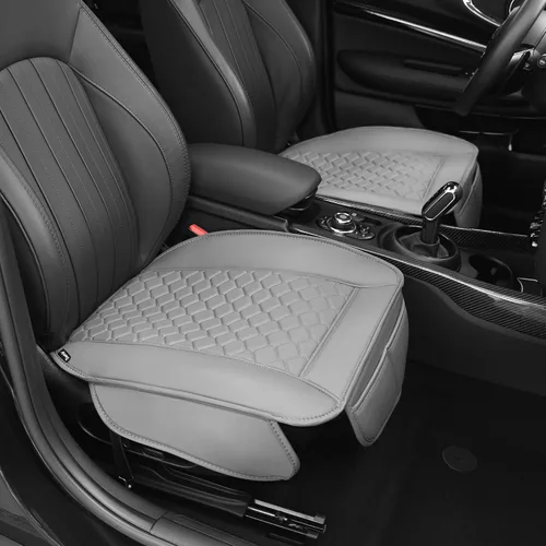 Vista 11 de Elantrip 2 Piezas Fundas de Asiento de Automóvil de Cuero Sintético Beige con Comodidad Acolchada y Bolsillos de Almacenamiento Impermeables