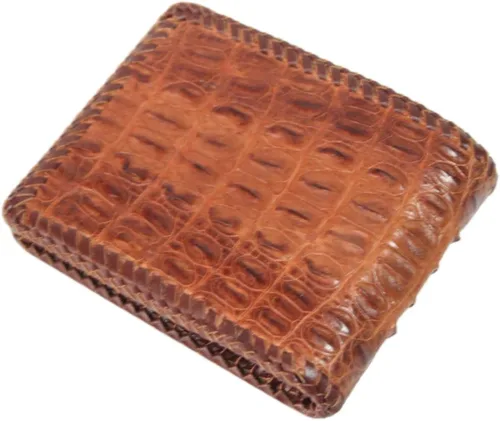 Vista 2 de Cartera de piel de cocodrilo auténtica piel de cocodrilo para hombre color rojo marrón