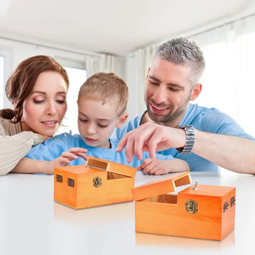 Vista 7 de Calary Caja inútil que se apaga en una caja de almacenamiento de madera, a máquina, totalmente montada en caja, regalos para adultos y niños