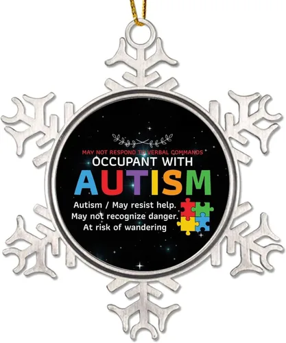 Vista 13 de Adornos de Navidad con texto en inglés «My Brother is Autismo», regalo para niños autistas, decoraciones de conciencia sobre el autismo, recuerdo