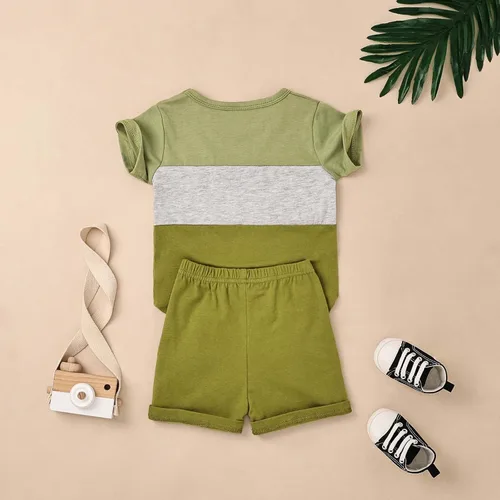 Vista 11 de Ropa para bebé niño pequeño, trajes de verano de manga corta, camiseta de retazos y pantalón con bolsillo, conjunto de 2 piezas, 12 meses a 4 años