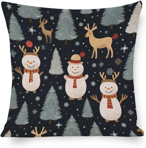 Vista 17 de Funda de almohada moderna para sofá, funda de almohada decorativa de tela de lino para exteriores, fundas de cojín de Navidad de Papá Noel