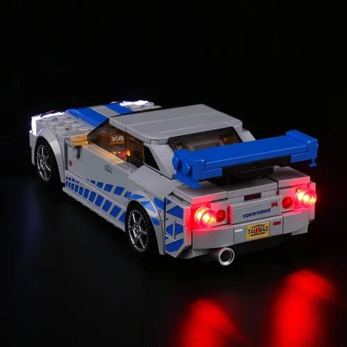 Vista 7 de VONADO Kit de luz LED compatible con Lego Fast and Furious Cars 76917, iluminación de bricolaje compatible con Nissan Skyline GT-R (R34) Lego 76917