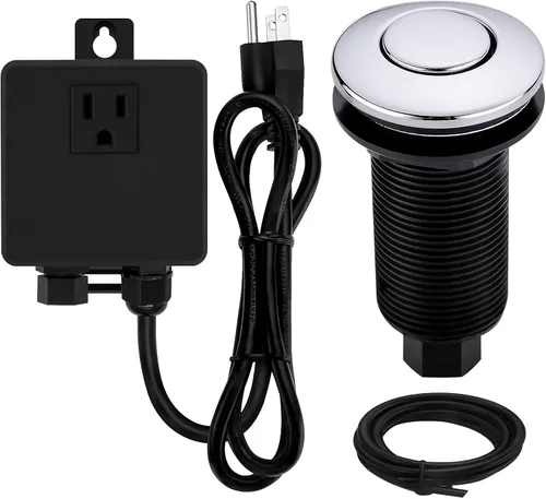 Vista 14 de Kit de interruptor de aire para triturador de basura con botón de acero inoxidable, níquel cepillado