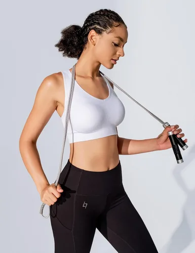 Vista 8 de FITTIN - Brasier deportivo con espalda cruzada para mujer soporte acolchado de alto impacto sin costuras para yoga gimnasio entrenamiento y Fitness