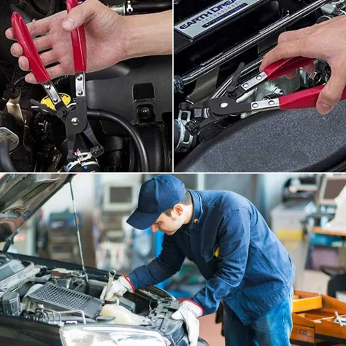 Vista 6 de Herramientas para vehículos de automóvil, pinzas de abrazadera de manguera, alicates de abrazadera de manguera de cinturón plano de ángulo de 45°